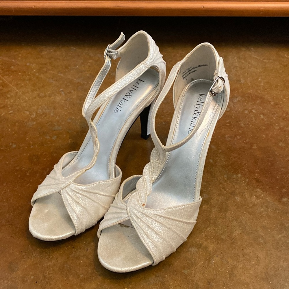 Silver strappy heels-great for holiday!